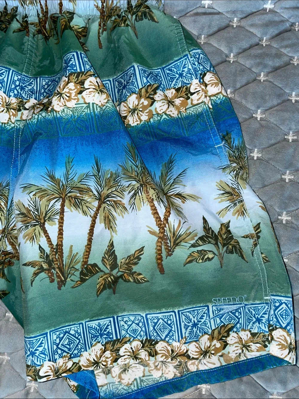 Speedo Men’s Dsize S Tropical Palm Swim Shorts - Green/Blue